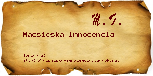 Macsicska Innocencia névjegykártya